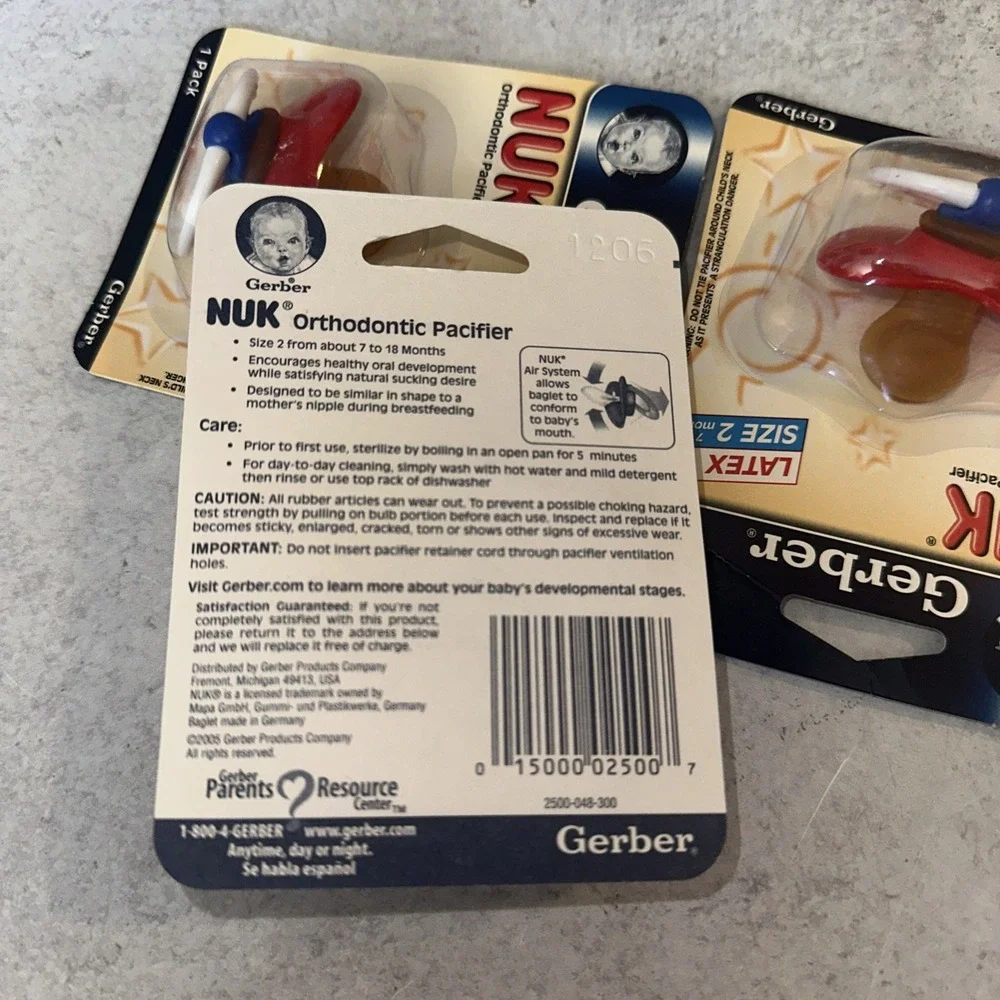 3 Set Gerber Original NUK Orthodontic PACIFIER Size 2 6-18 months Red Latex